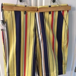 Loudmouth Golf 11" Shorts Mens 36 Colorful Stripes Flat Front Stretch Cotton